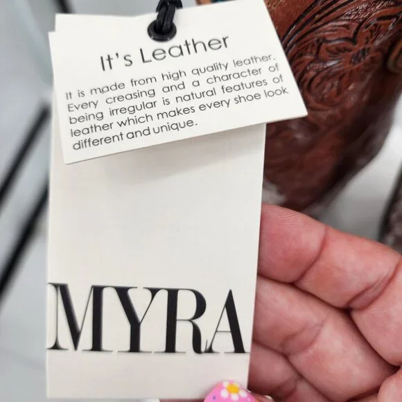 MYRA BAG Kelsey Short Cowboy Boots Brown Hair On Hide 6-11 NWT - Picture 8 of 12